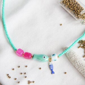 Collar Pescaditos Aguamarina